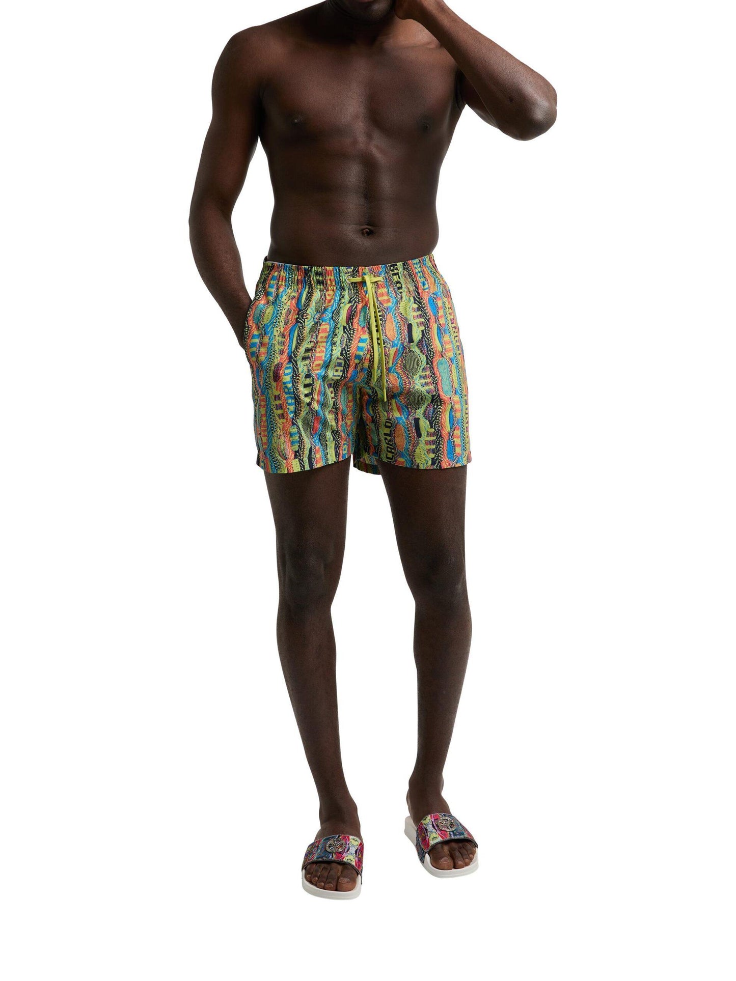 Carlo Colucci zwemshort met gebreid patroon Groen