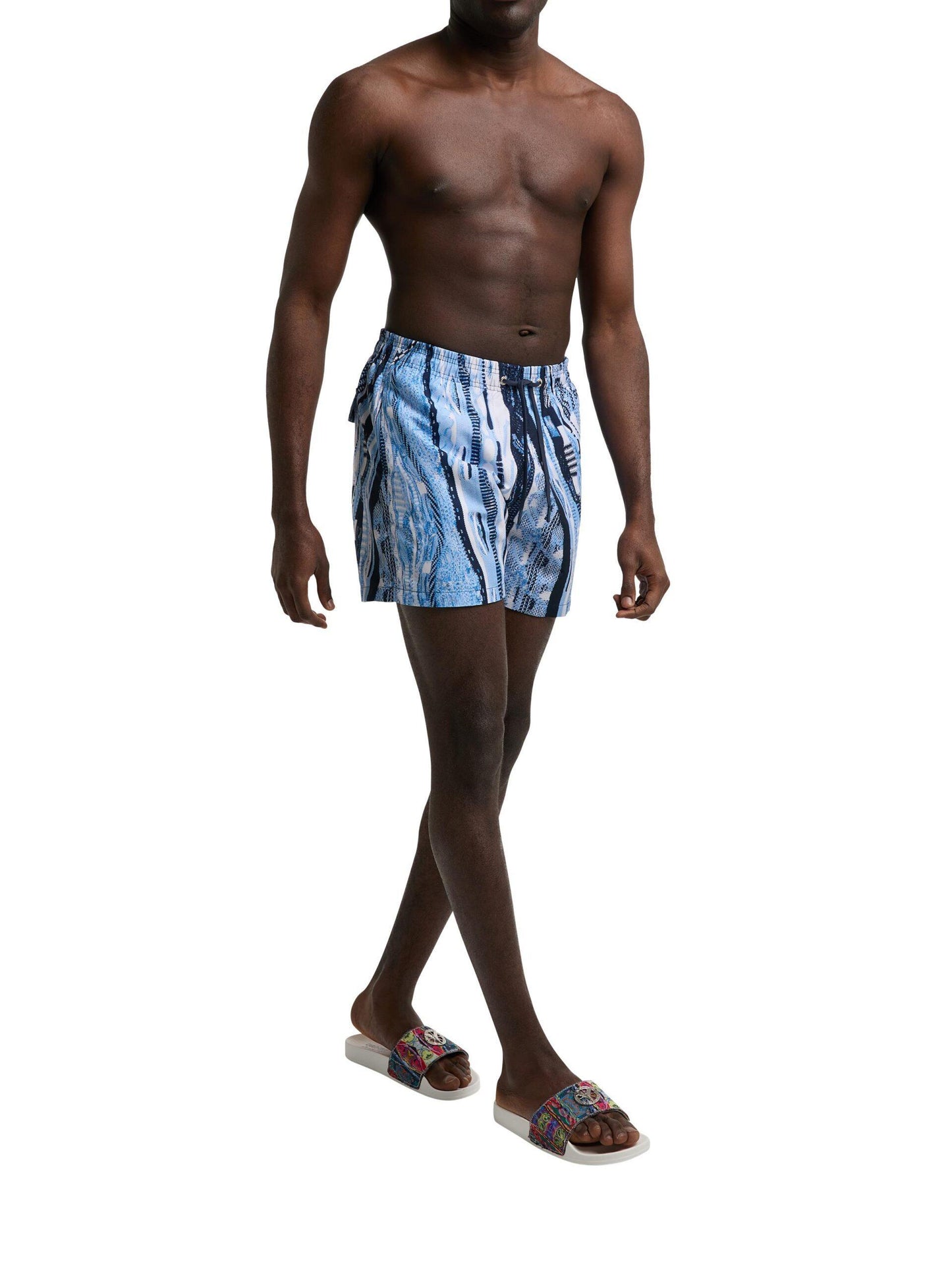 Carlo Colucci zwemshort met gebreid patroon Marine Blauw S