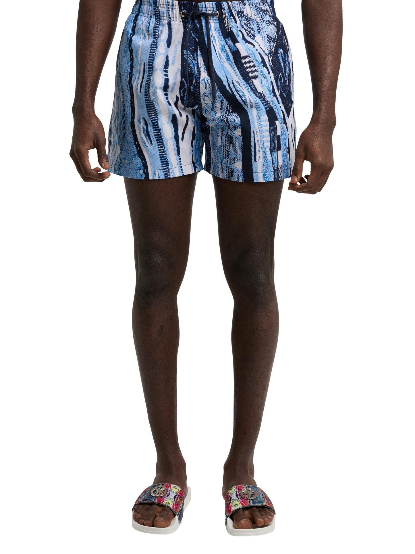 Carlo Colucci zwemshort met gebreid patroon Marine Blauw S
