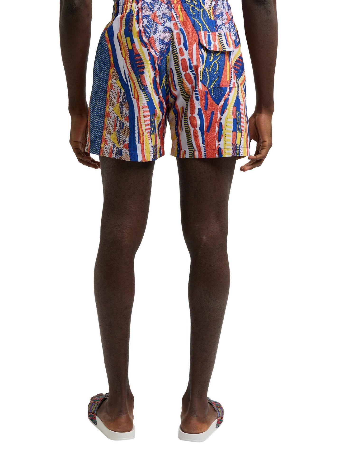 Carlo Colucci zwemshort met gebreid patroon Koningsblauw