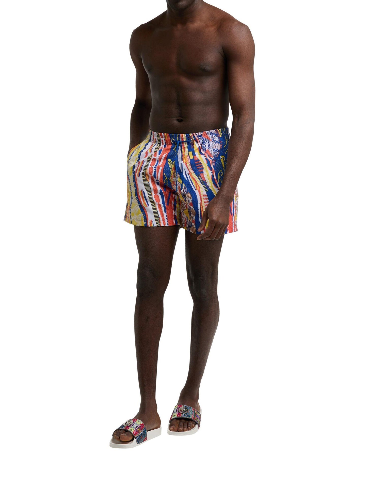 Carlo Colucci zwemshort met gebreid patroon Koningsblauw