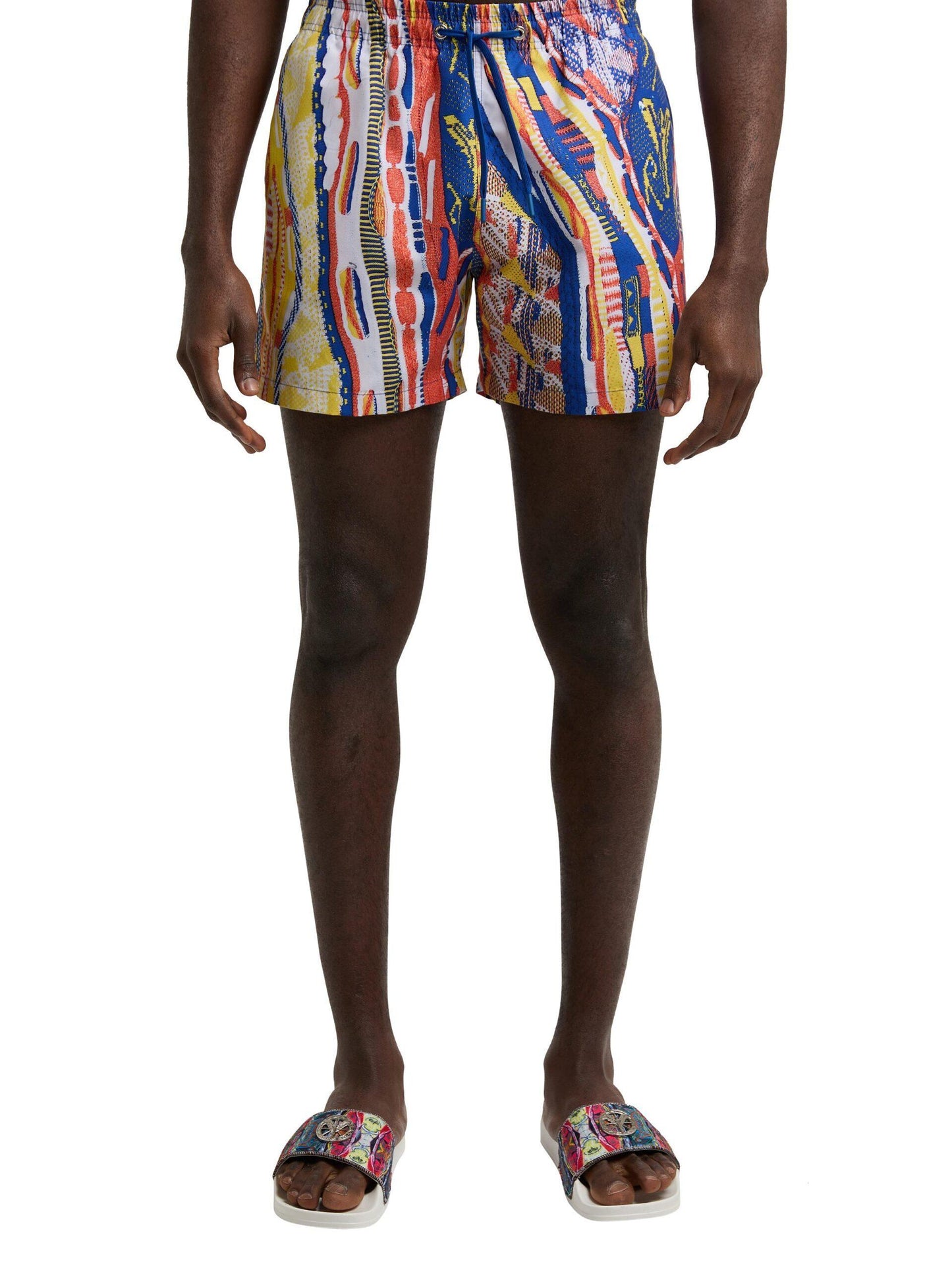 Carlo Colucci zwemshort met gebreid patroon Koningsblauw