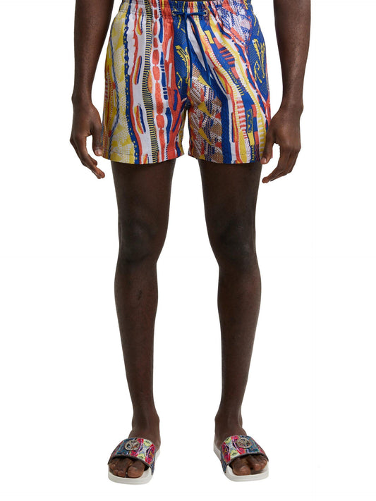 Carlo Colucci zwemshort met gebreid patroon Koningsblauw S.