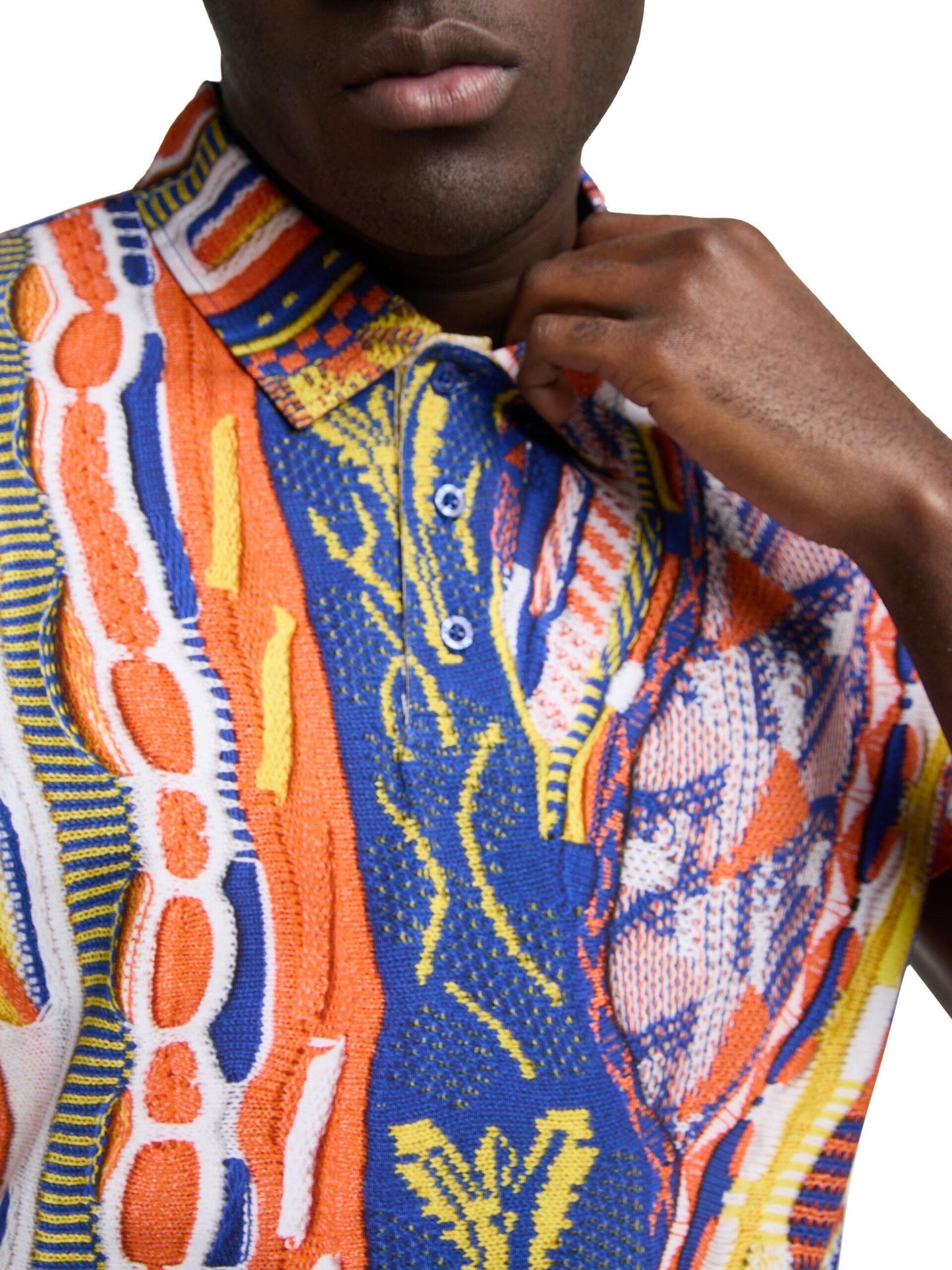 Carlo Colucci poloshirt met print Koningsblauw Maat-S.