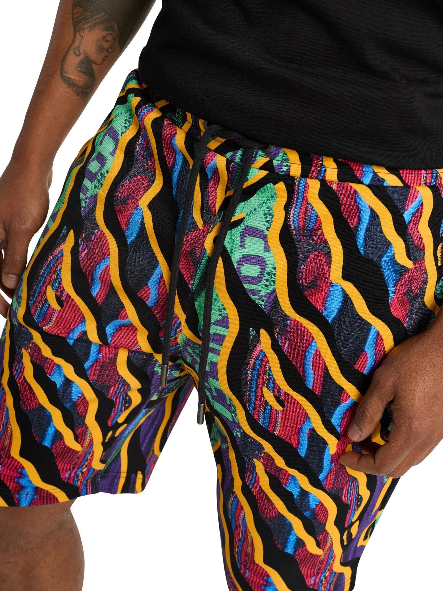 Carlo Colucci sweatshort met all-over print Zwart Veelkleurig