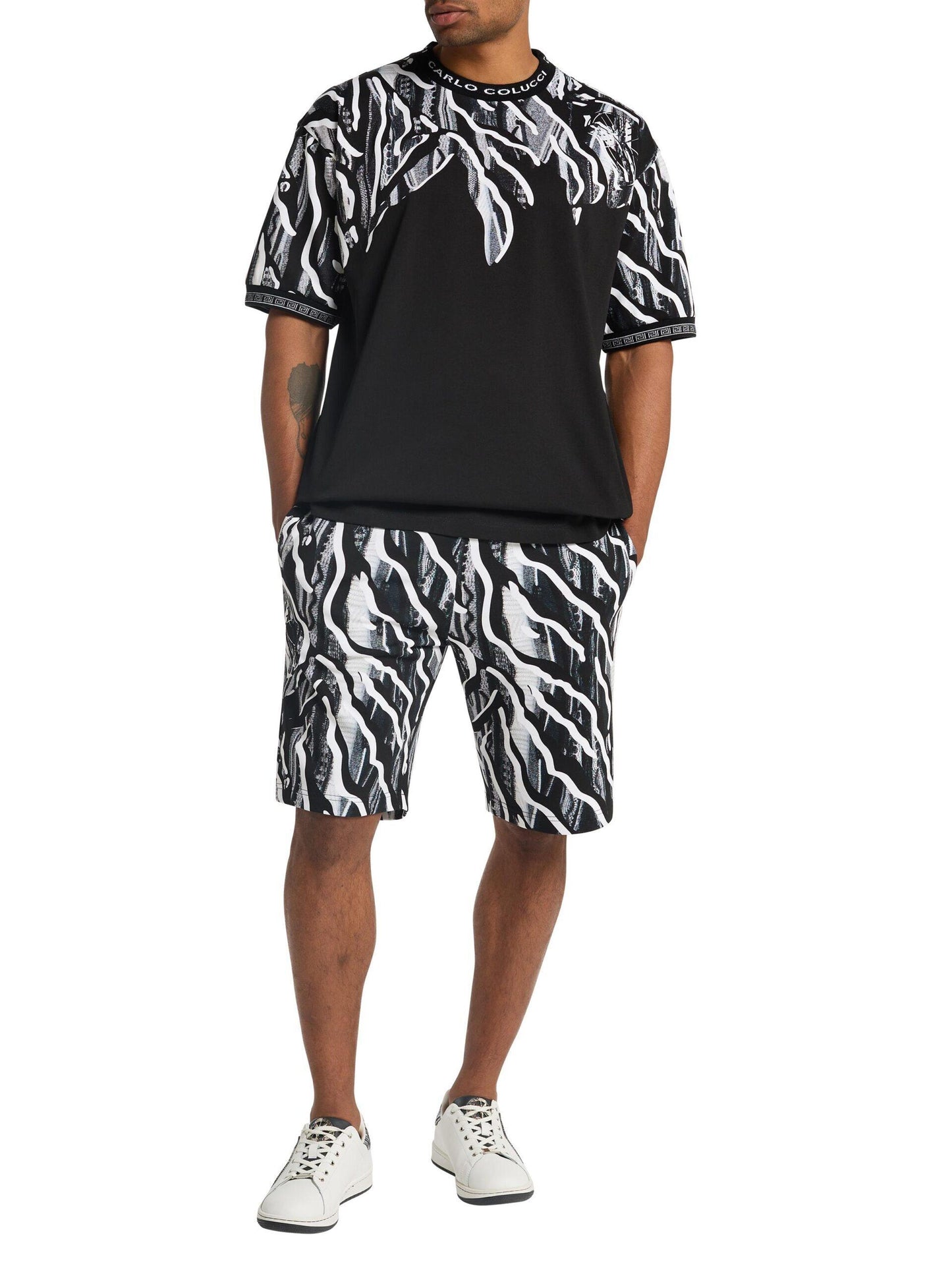 Carlo Colucci sweatshort met all-over print