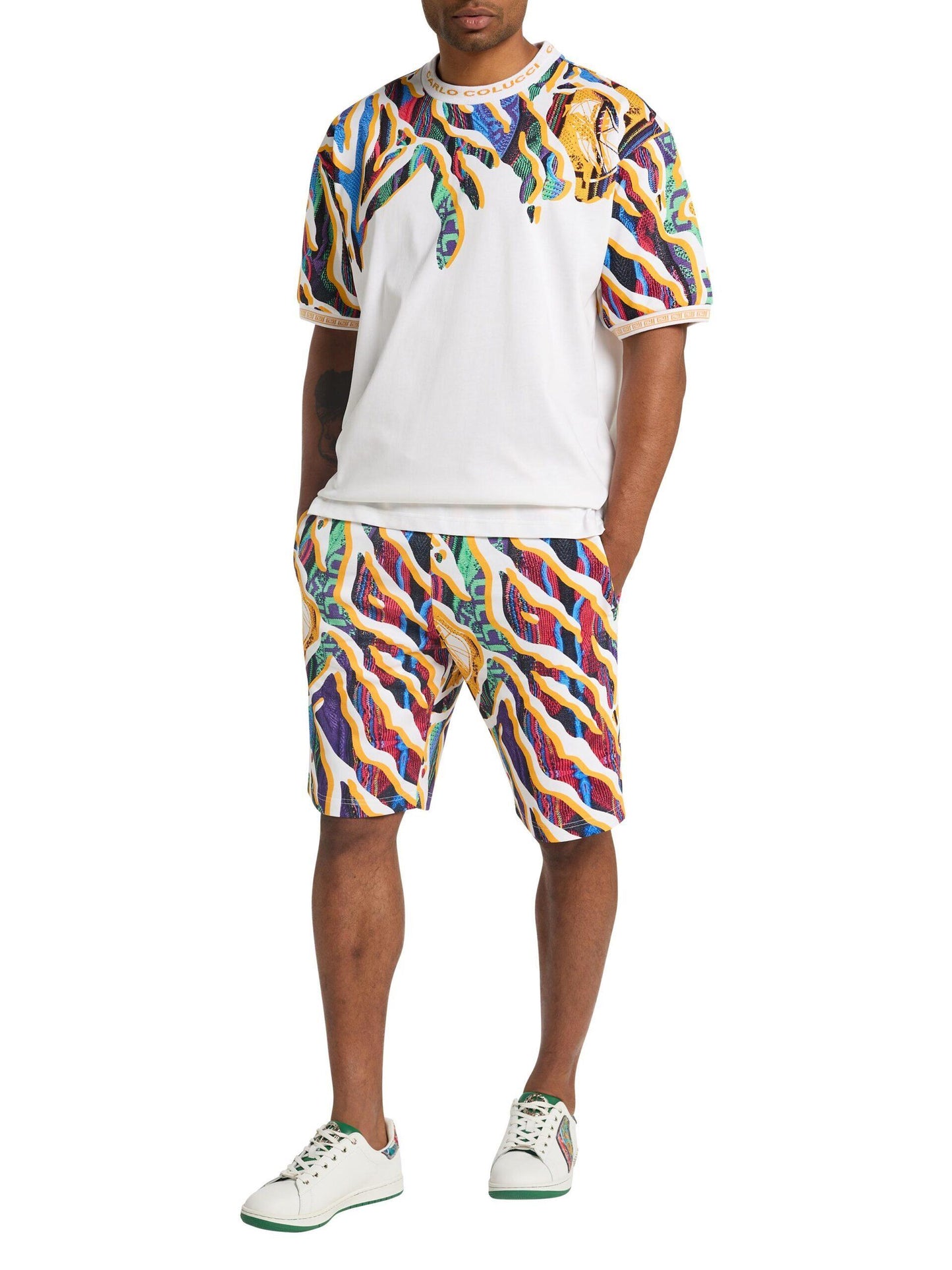 Carlo Colucci sweatshort met all-over print