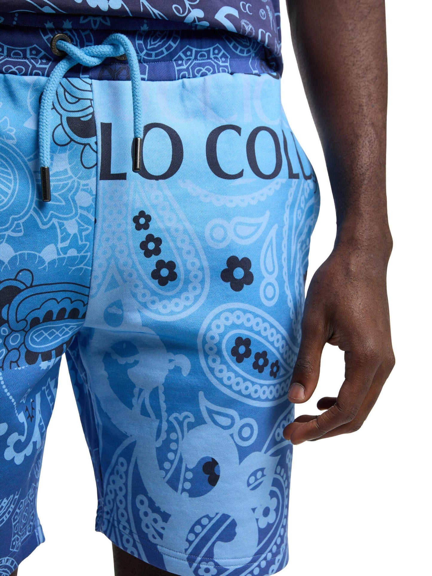 Carlo Colucci short met sweatstof Blauw