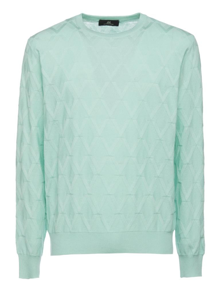Montechiaro trui met ronde hals en structuurpatroon Mint kleur