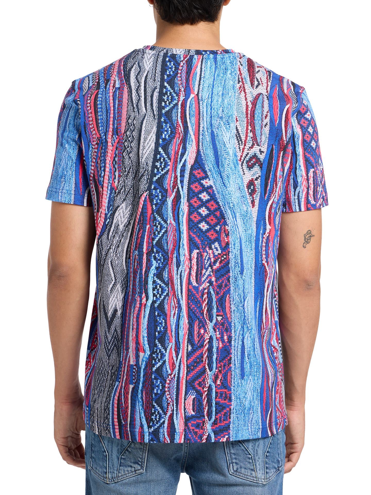 Carlo Colucci T-Shirt met Allover Print Blauw