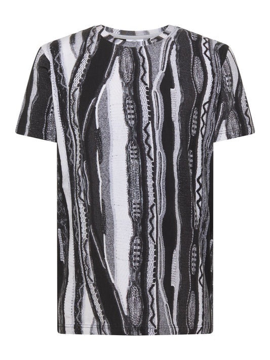 Carlo Colucci T-shirt met Allover Print Zwart/ Grijs