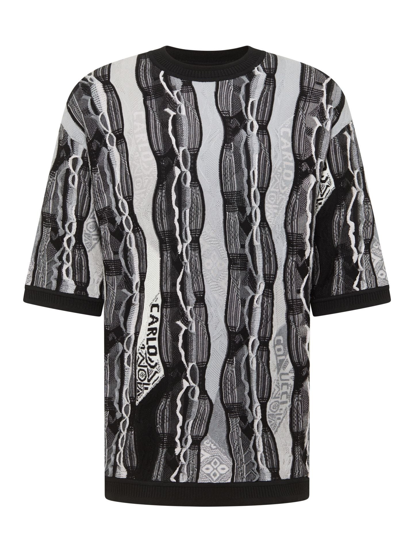CARLO COUCCI GEBREIDEN T-SHIRT ZWART( GEEN PRINT)