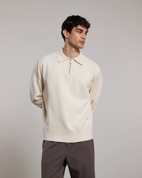 Aeden sweater met zipsluiting - Wit