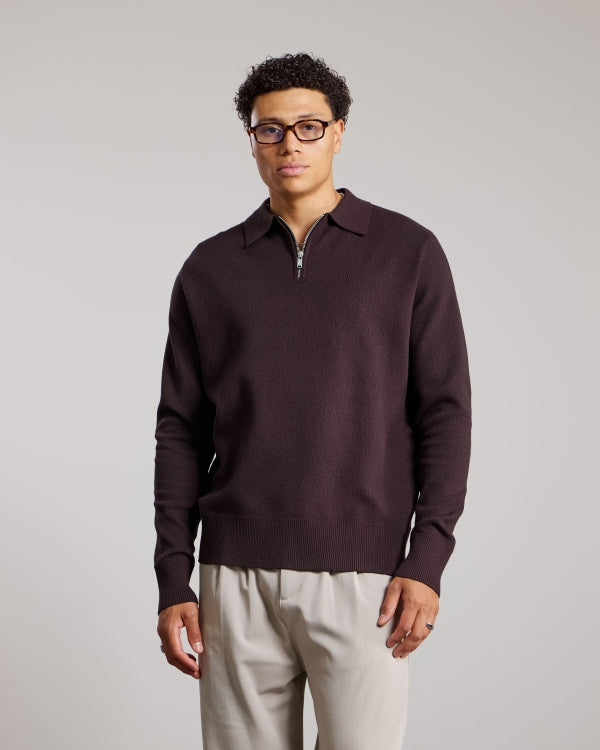 Aeden sweater met zipsluiting - Bruin