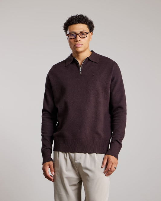 Aeden sweater met zipsluiting - Bruin