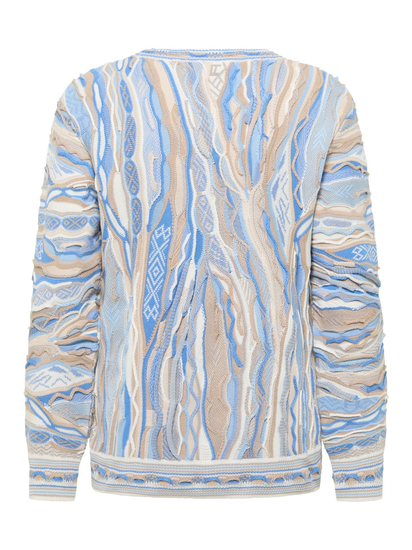 CARLO COLUCCI JACQUARD GEBREIDE TRUI LICHT BLAUW