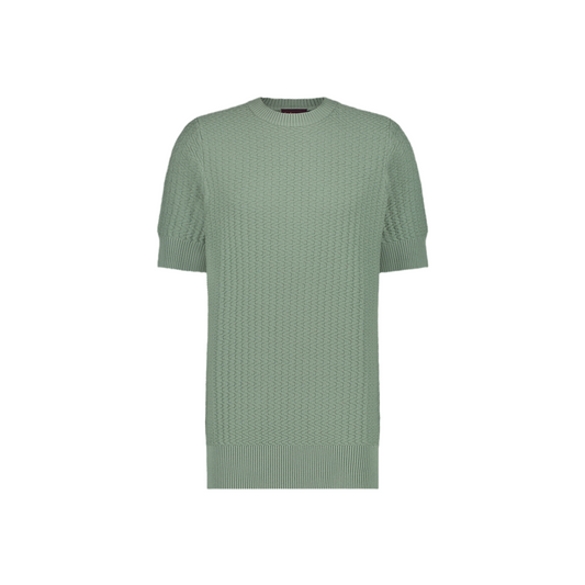 Aeden Heren gebreide t-shirt korte mouw licht groen Maat-L