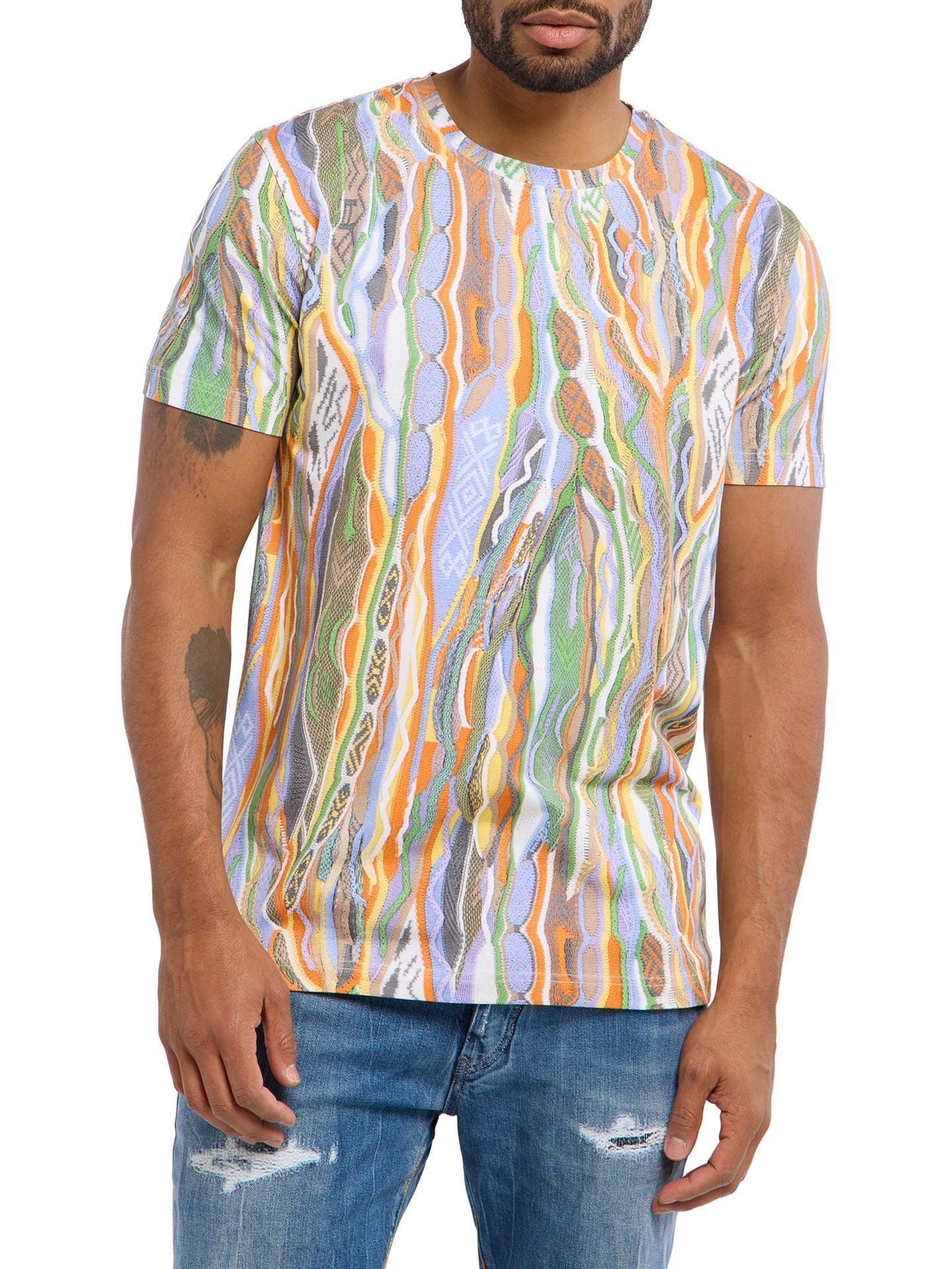 CARLO COLUCCI T-Shirt gebreiden 3D print kleurrijk.