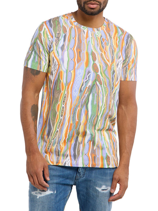 CARLO COLUCCI T-Shirt gebreiden 3D print kleurrijk.