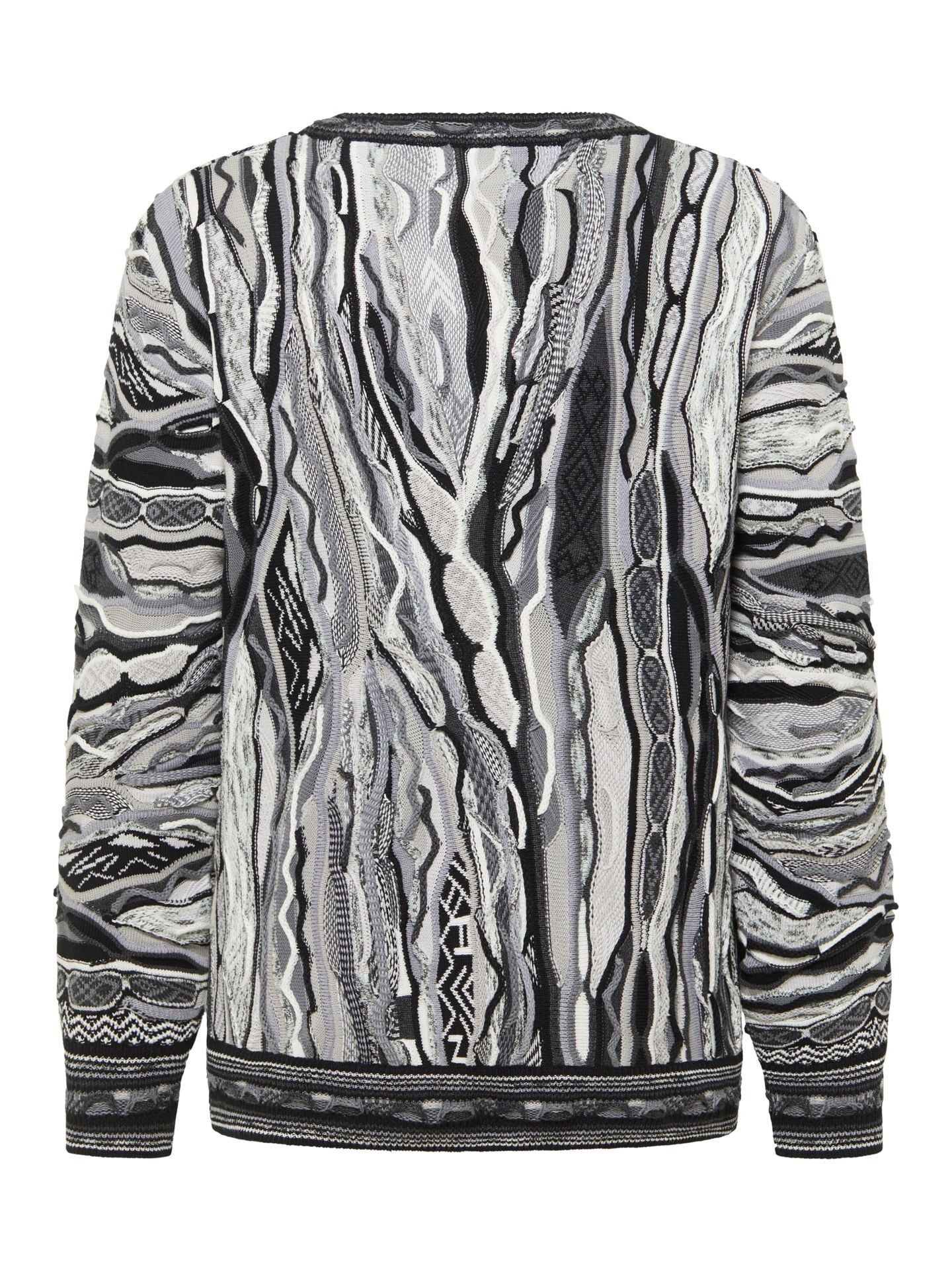 JACQUARD GEBREIDEN TRUI ZWART/WIT