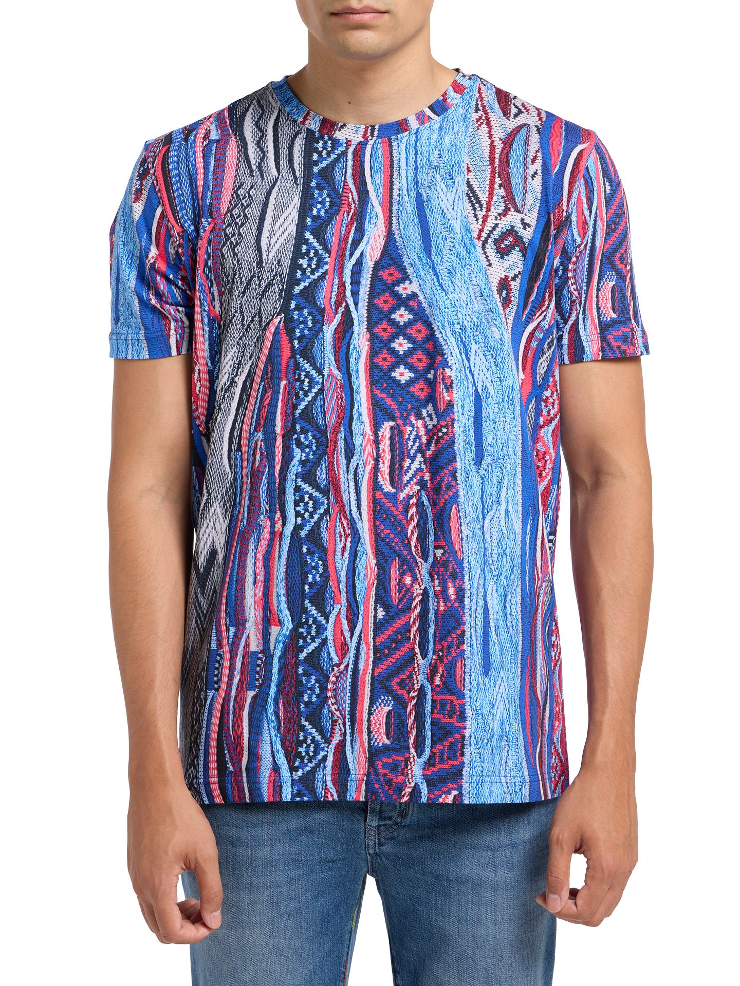 Carlo Colucci T-Shirt met Allover Print Blauw