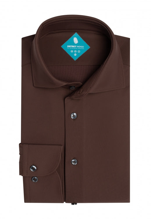 DISTRICT INDIGO PIQUÉ PERFORMANCE SHIRT BROWN