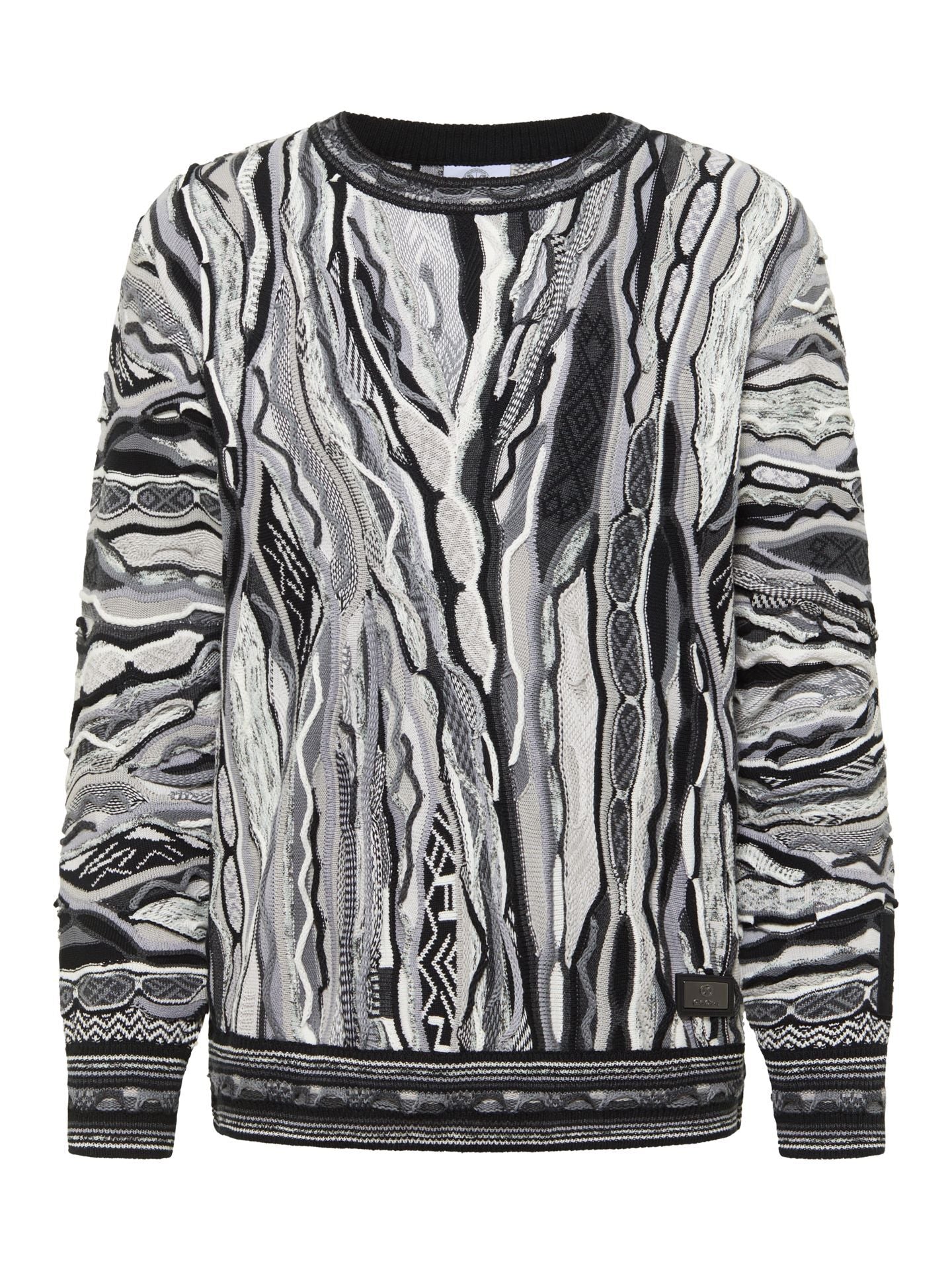 JACQUARD GEBREIDEN TRUI ZWART/WIT