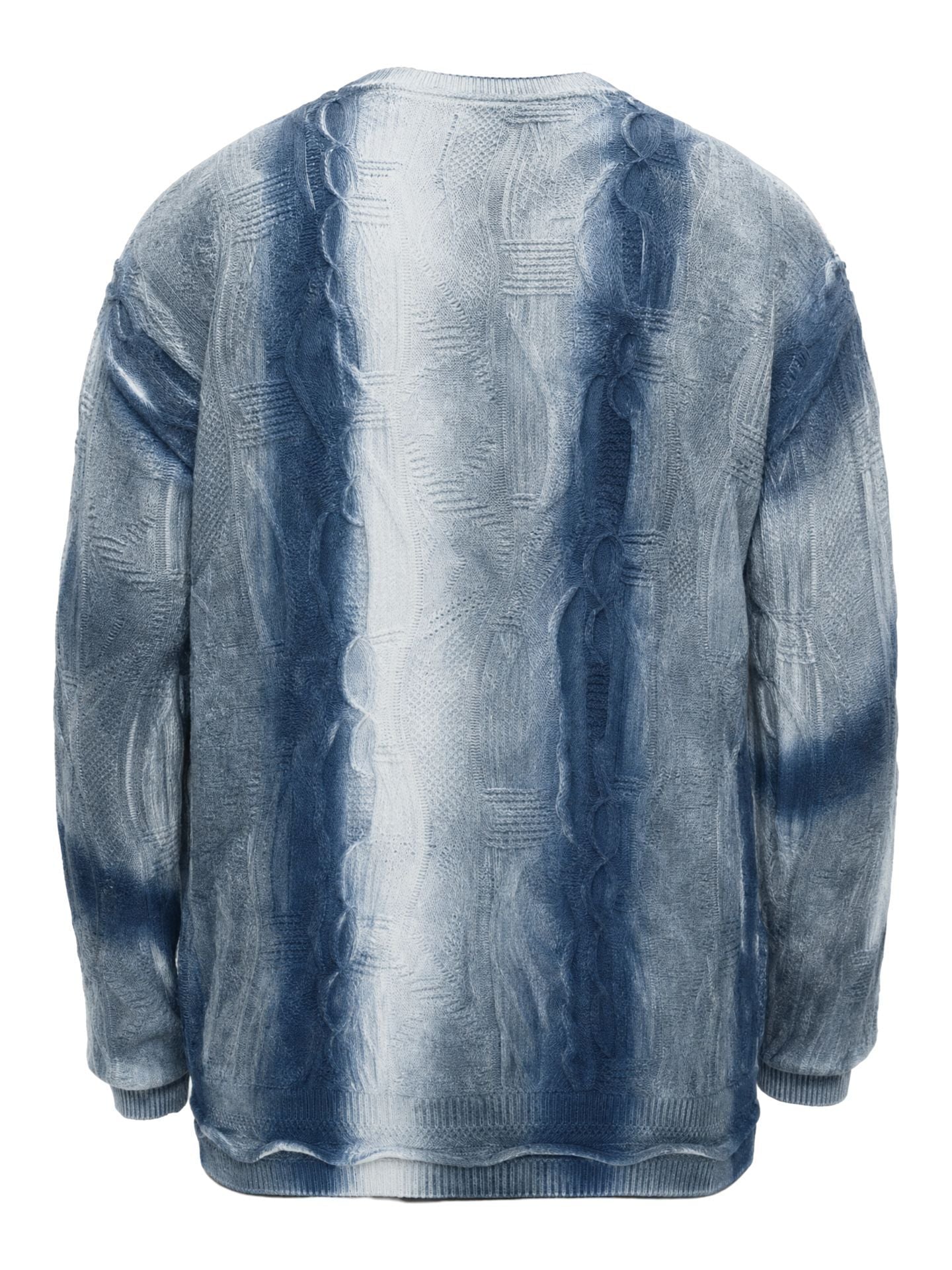 3D-GEBREIDE TRUI MET VLOEIBARE STEKEN BLAUW