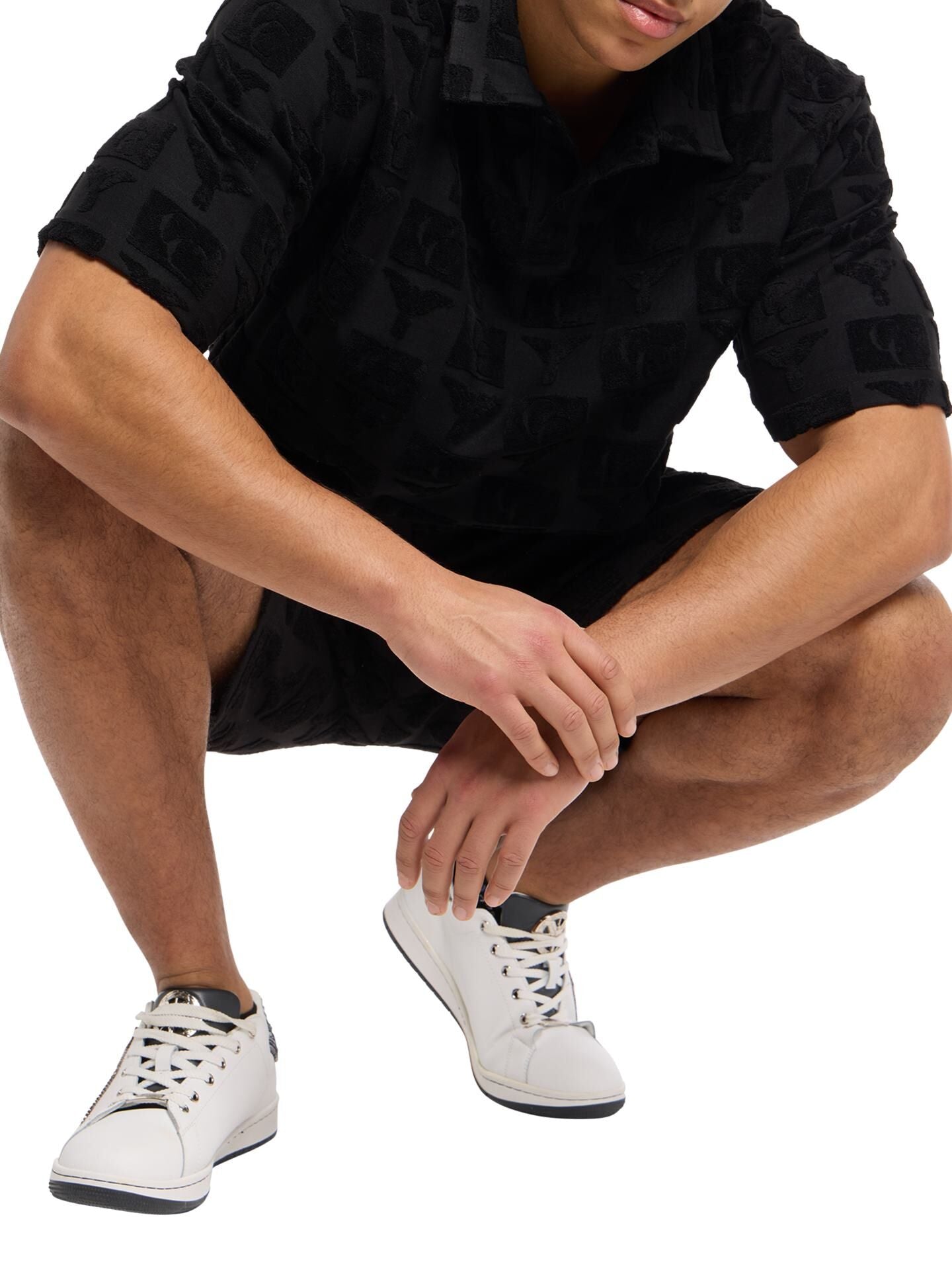 OVERSIZED POLOSHIRT MET BADSTOF BLACK