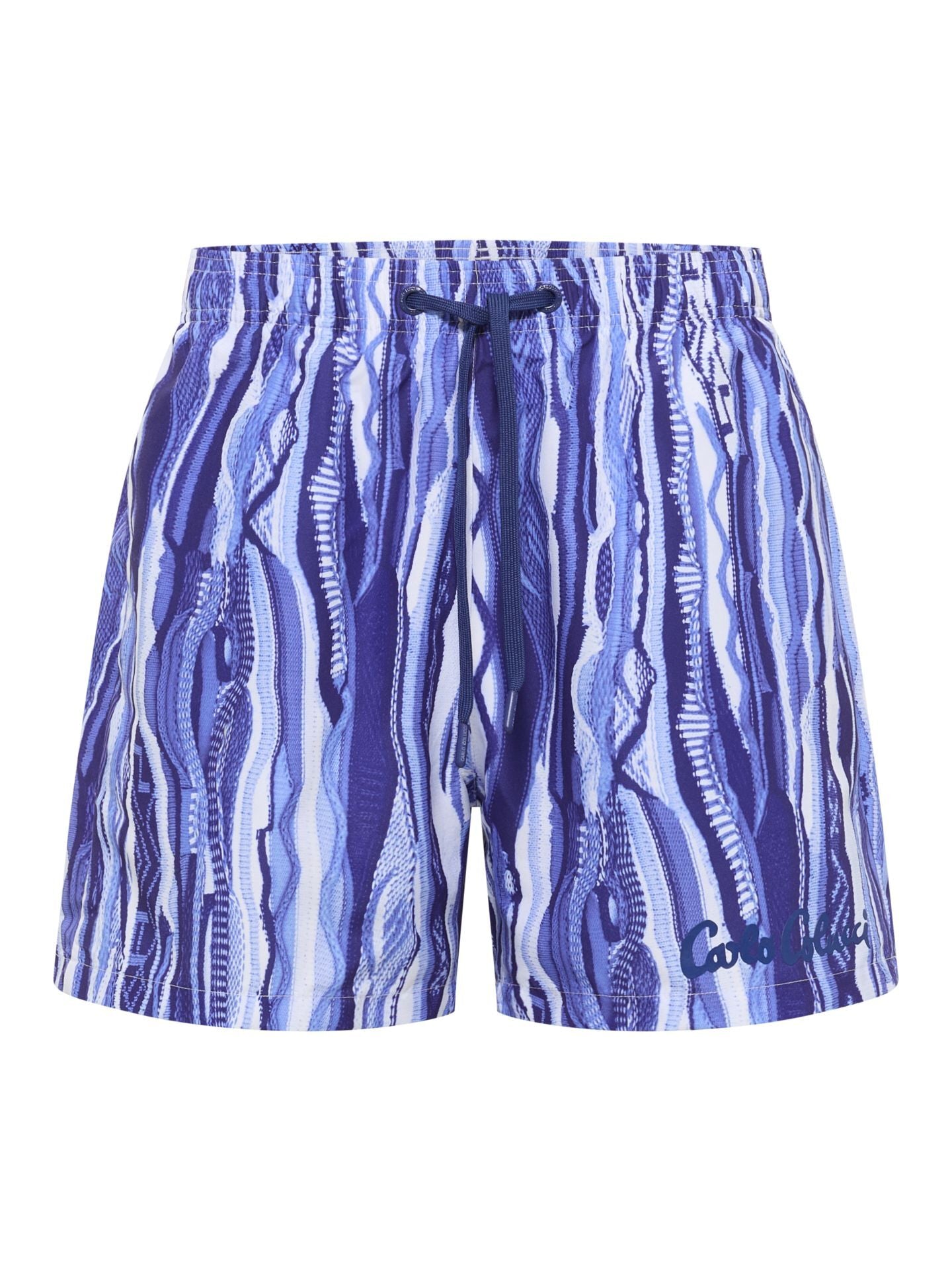 CARLO COLUCCI ZWEMBROEK - KENMERKENDE GEBREIDE PRINT BlAUW