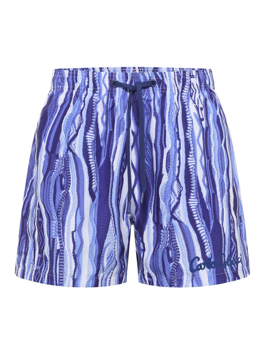 CARLO COLUCCI ZWEMBROEK - KENMERKENDE GEBREIDE PRINT BlAUW