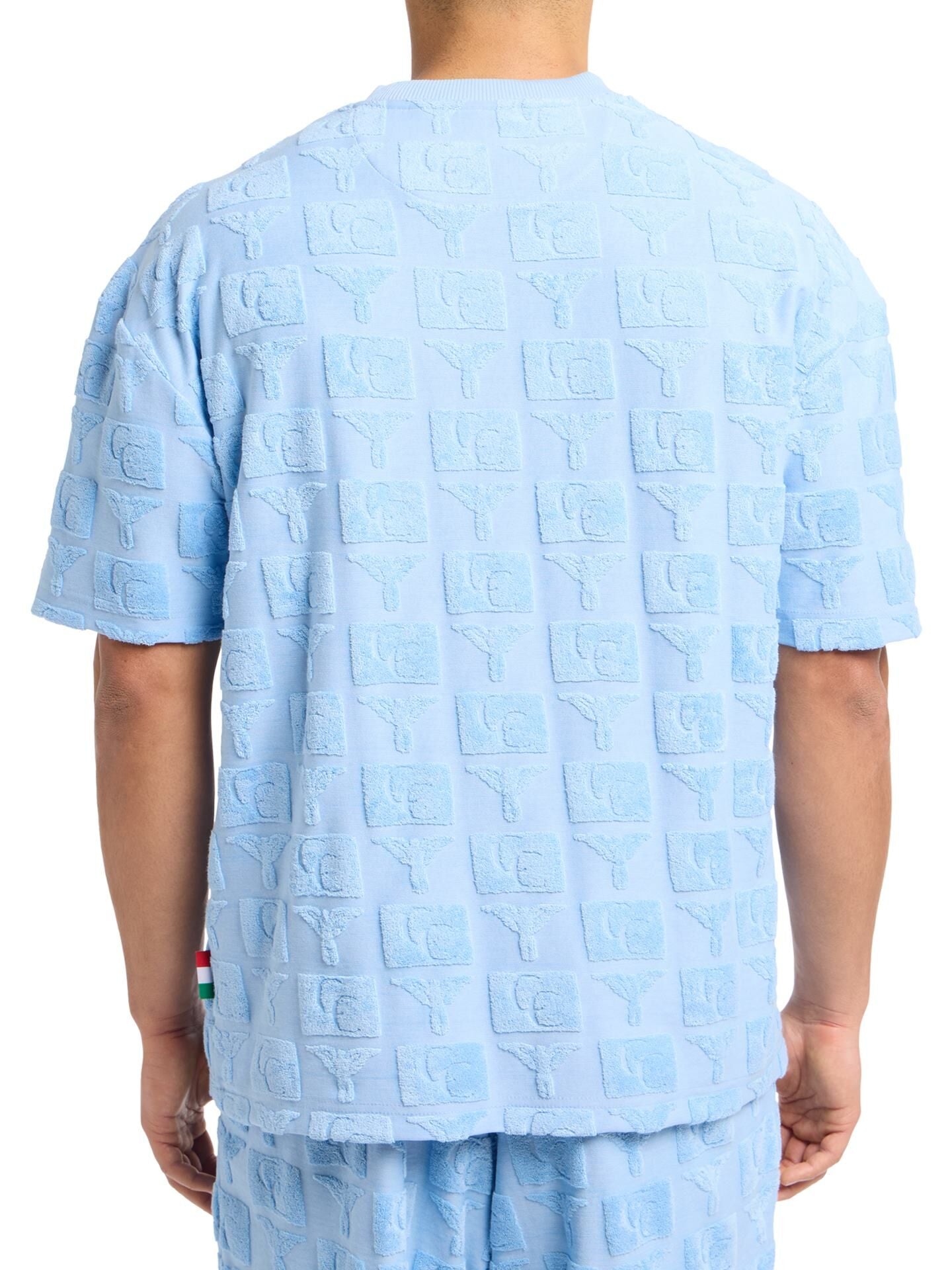 OVERSIZED T-SHIRT MET BADSTOF BLAUW
