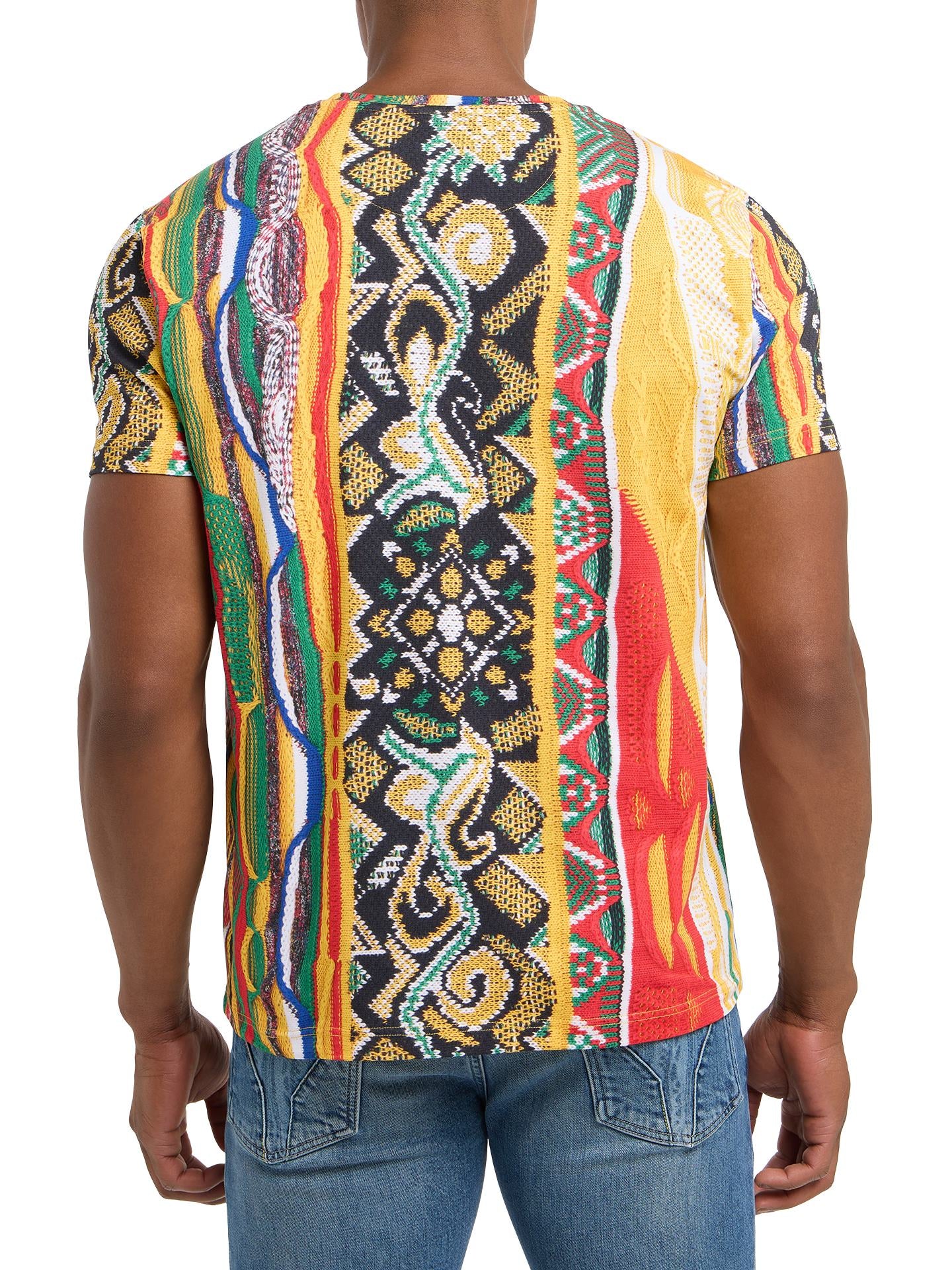 Carlo Colucci T-shirt met Allover knit-Print Veelkleurig.