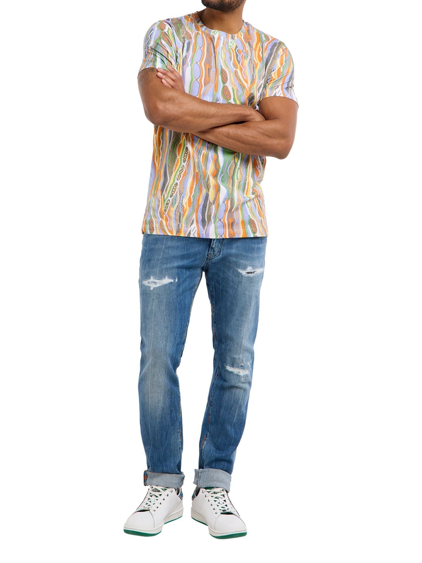 CARLO COLUCCI T-Shirt gebreiden 3D print kleurrijk.