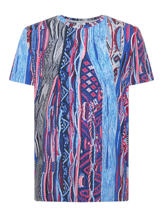 Carlo Colucci T-Shirt met Allover Print Blauw