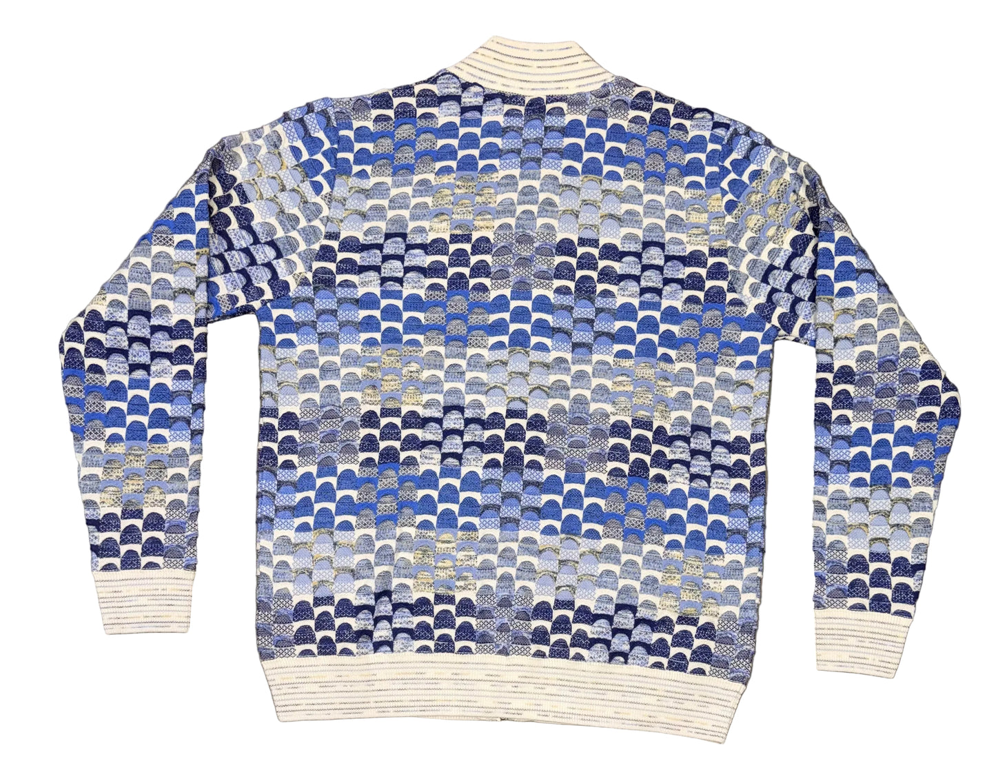 MONTECHIARO 3D-JAQUARD GEREID PATROON VEST BLAUW