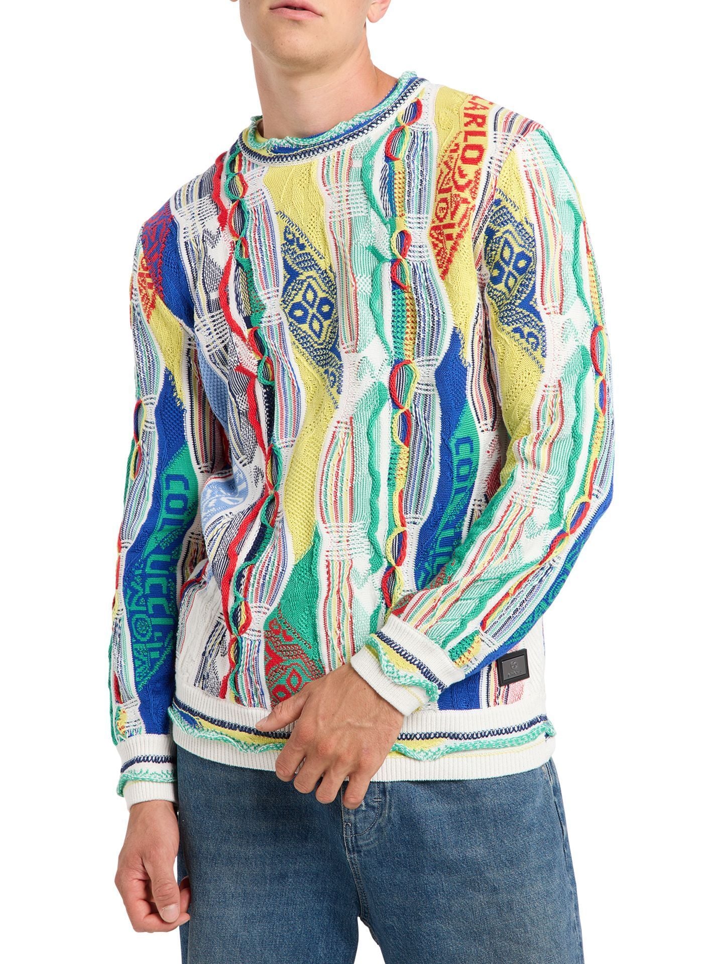 CARLO COLUCCI GEBREIDEN TRUI KLEURRIJK.