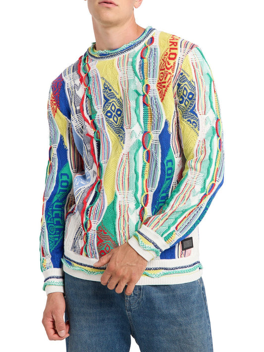 CARLO COLUCCI GEBREIDEN TRUI KLEURRIJK.