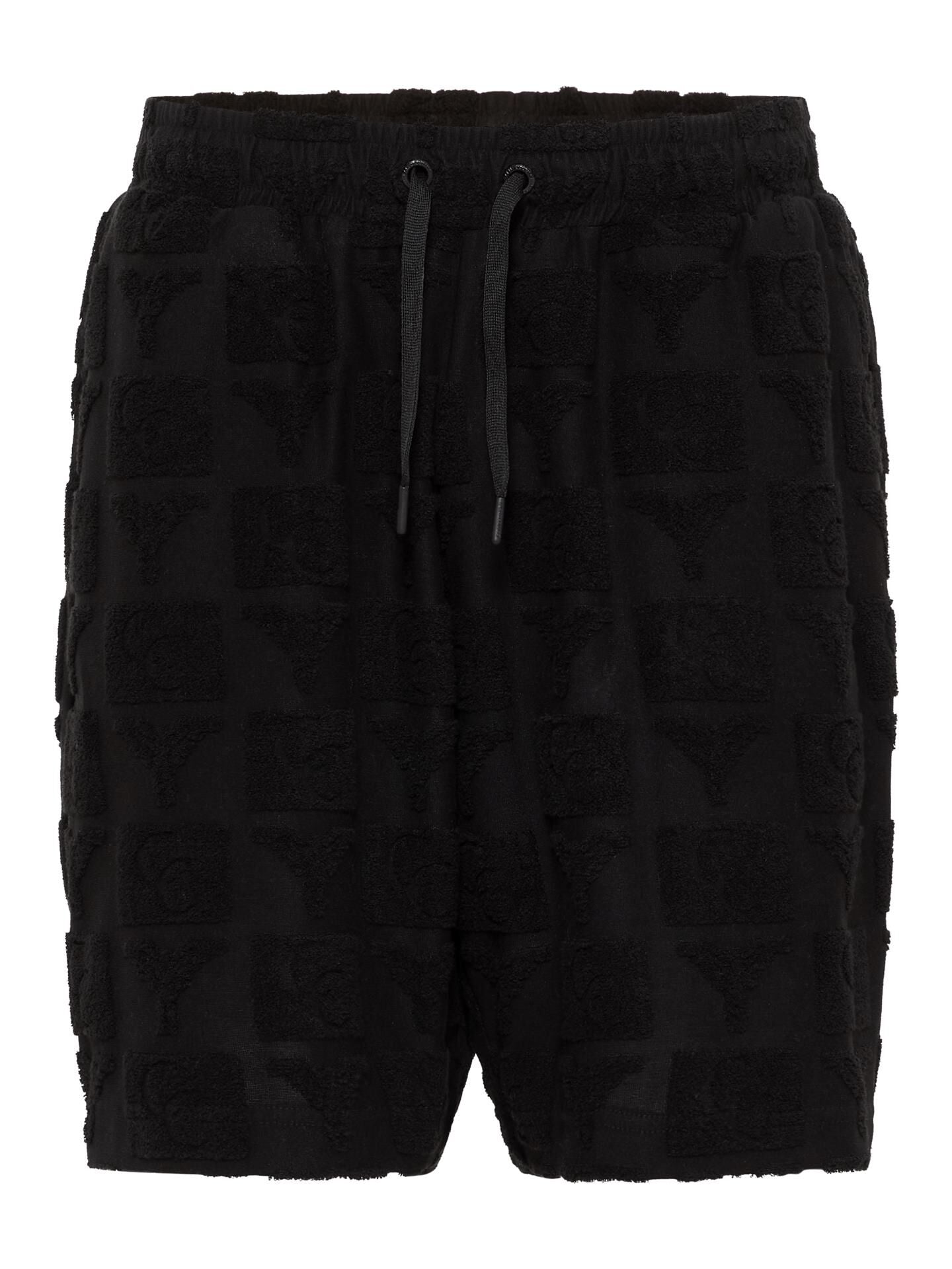 OVERSIZED SHORTS MET BADSTOF INZETSTUKKEN BLACK