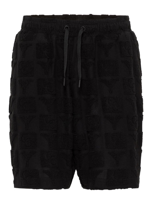 OVERSIZED SHORTS MET BADSTOF INZETSTUKKEN BLACK