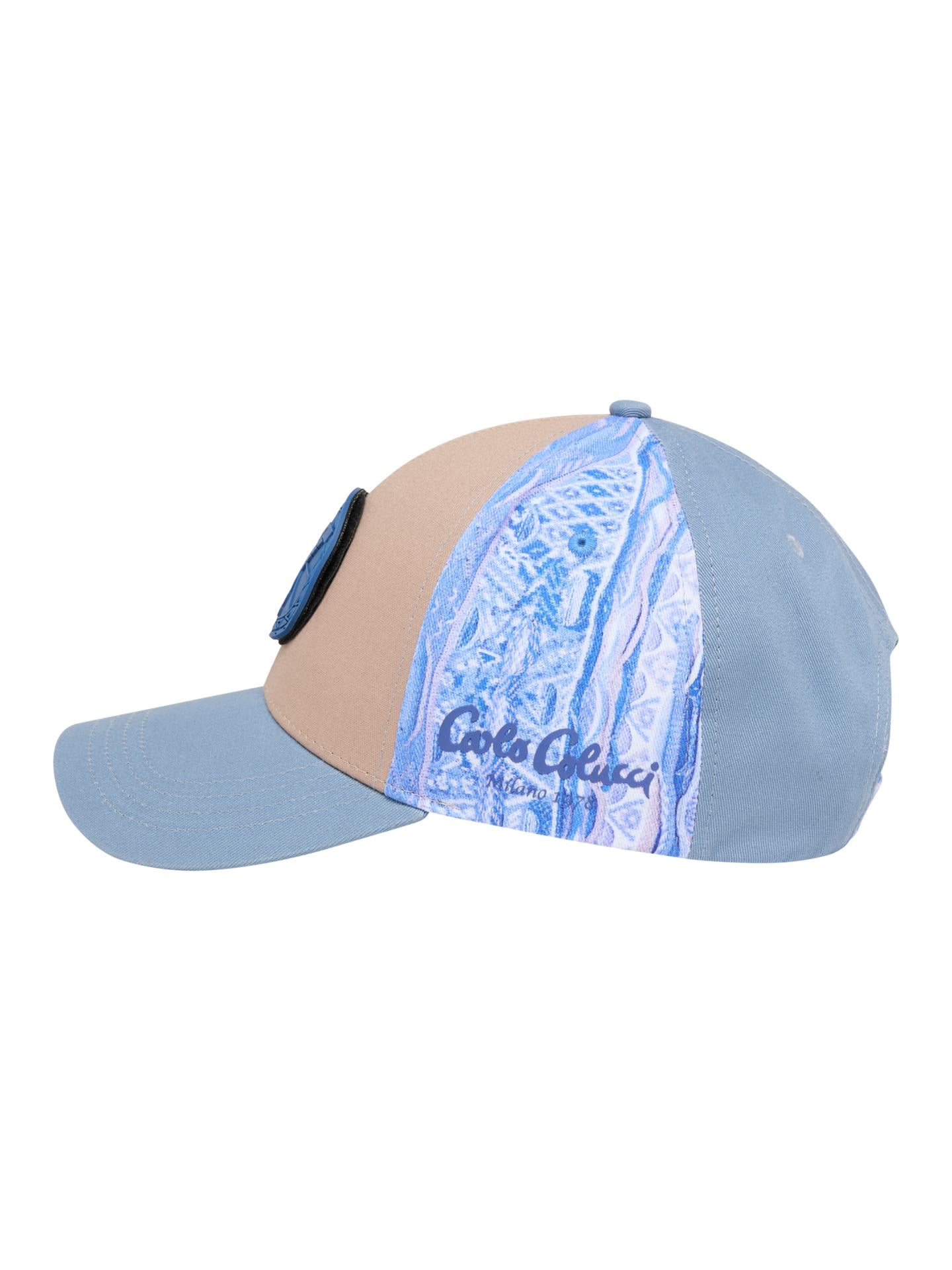 Carlo Colucci Baseball Cap Beige Blauw.