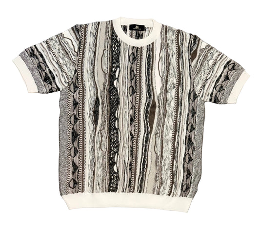 MONTECHIARO 3D JAQUARD GEBREIDEN T-SHIRT BEIGE/ZAND
