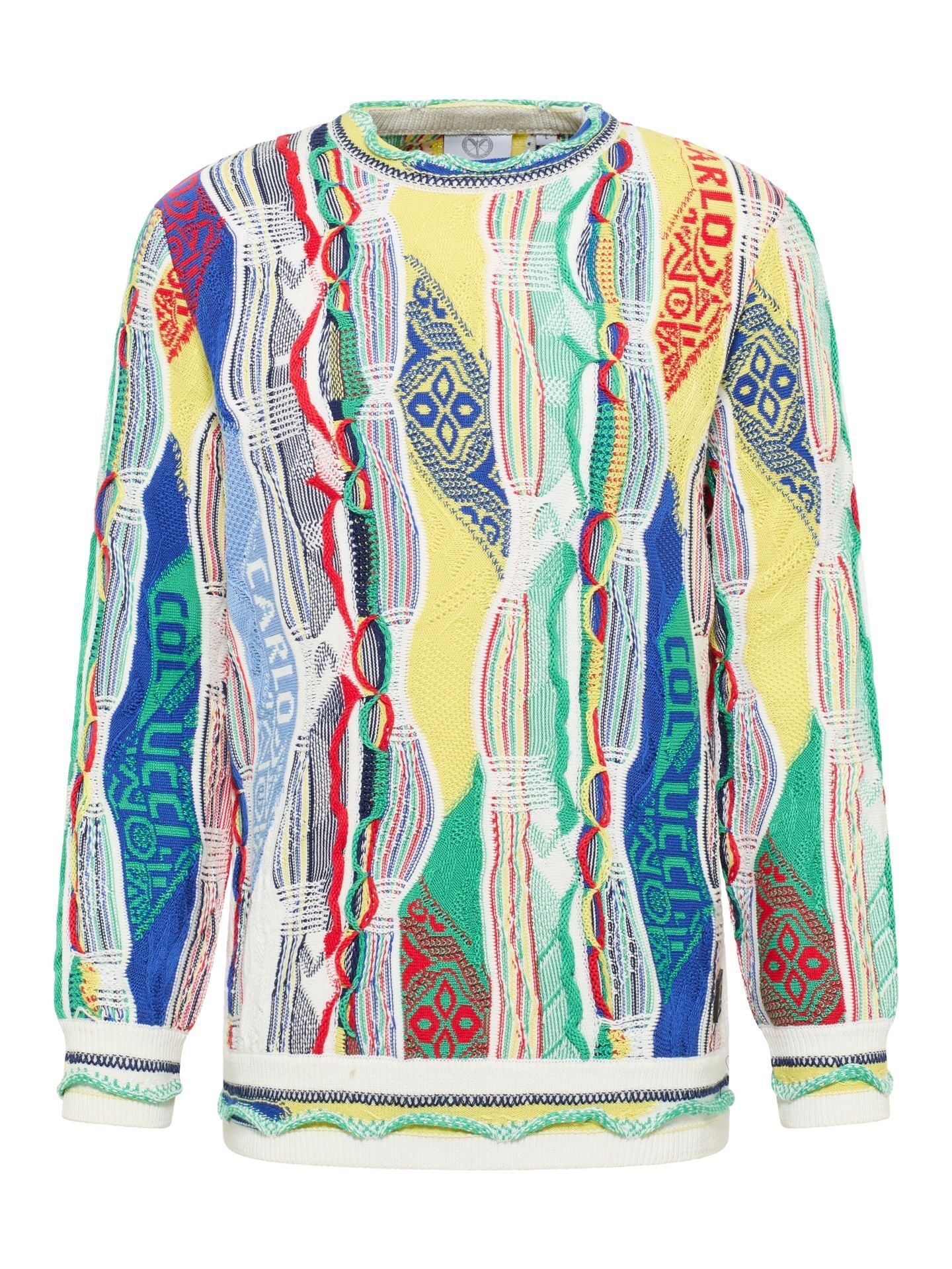 CARLO COLUCCI GEBREIDEN TRUI KLEURRIJK.