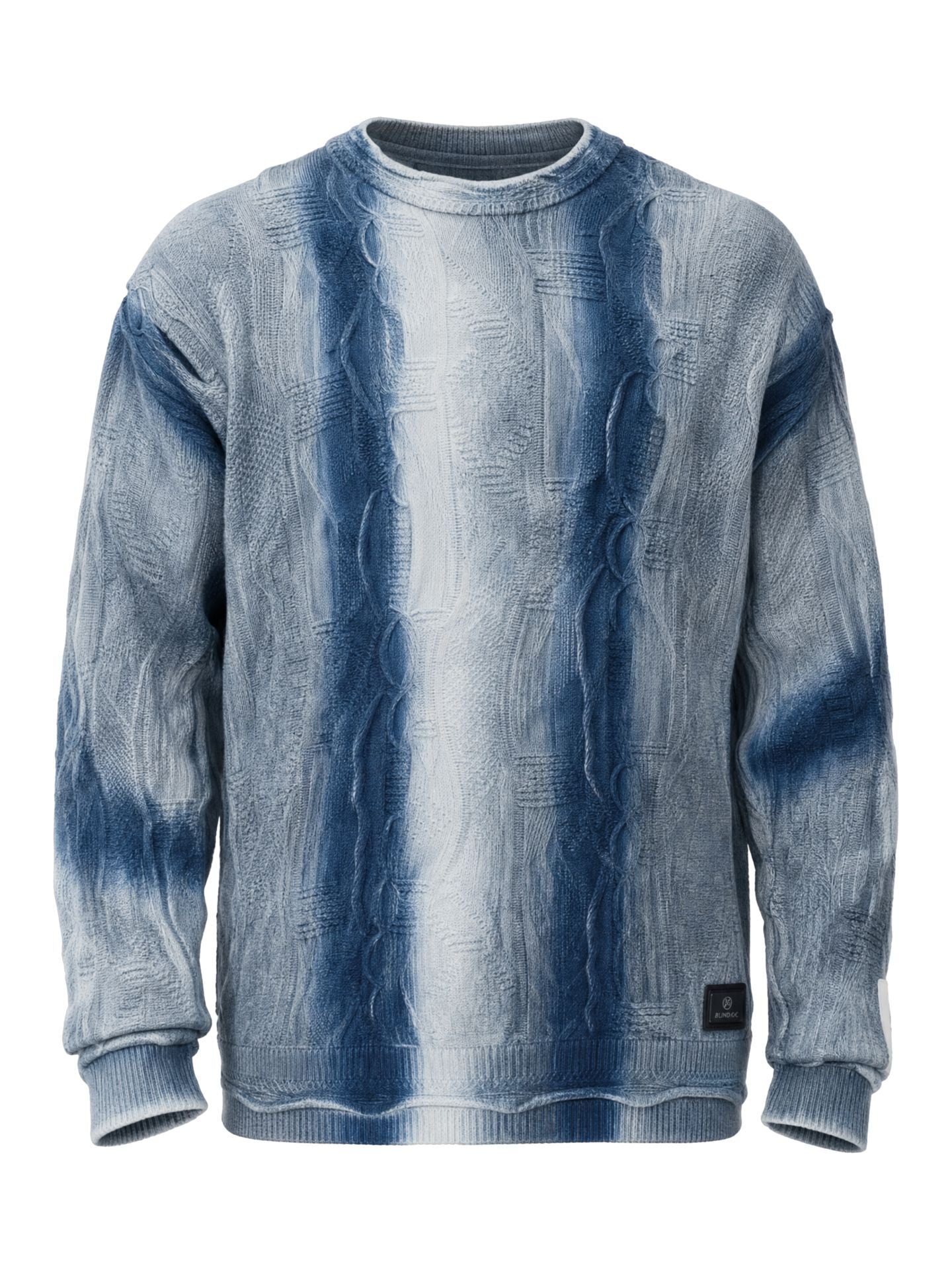 3D-GEBREIDE TRUI MET VLOEIBARE STEKEN BLAUW