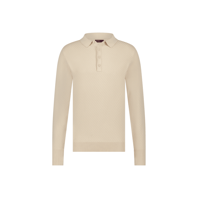 AEDEN DUNCAN KNIT POLO MET LANGE MOUWEN BEIGE