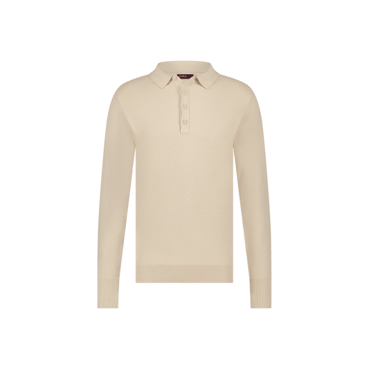 AEDEN DUNCAN KNIT POLO MET LANGE MOUWEN BEIGE