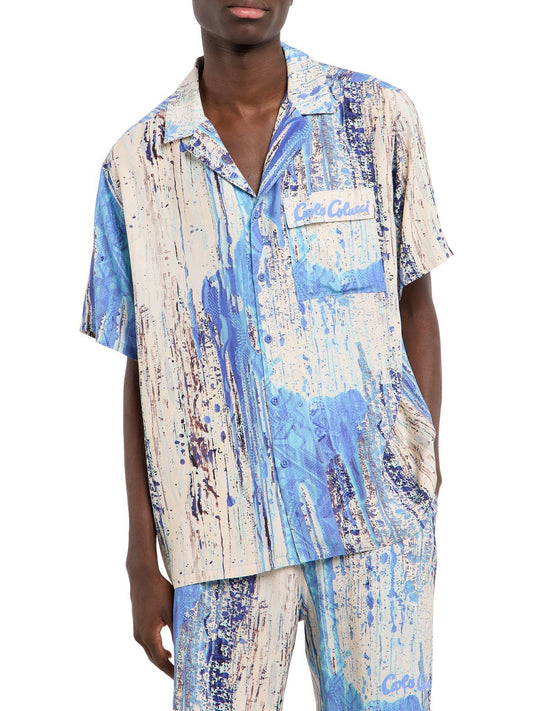 CARLO COLUCCI OVERSIZED KORTE MOUWEN SHIRT MET PRINT.