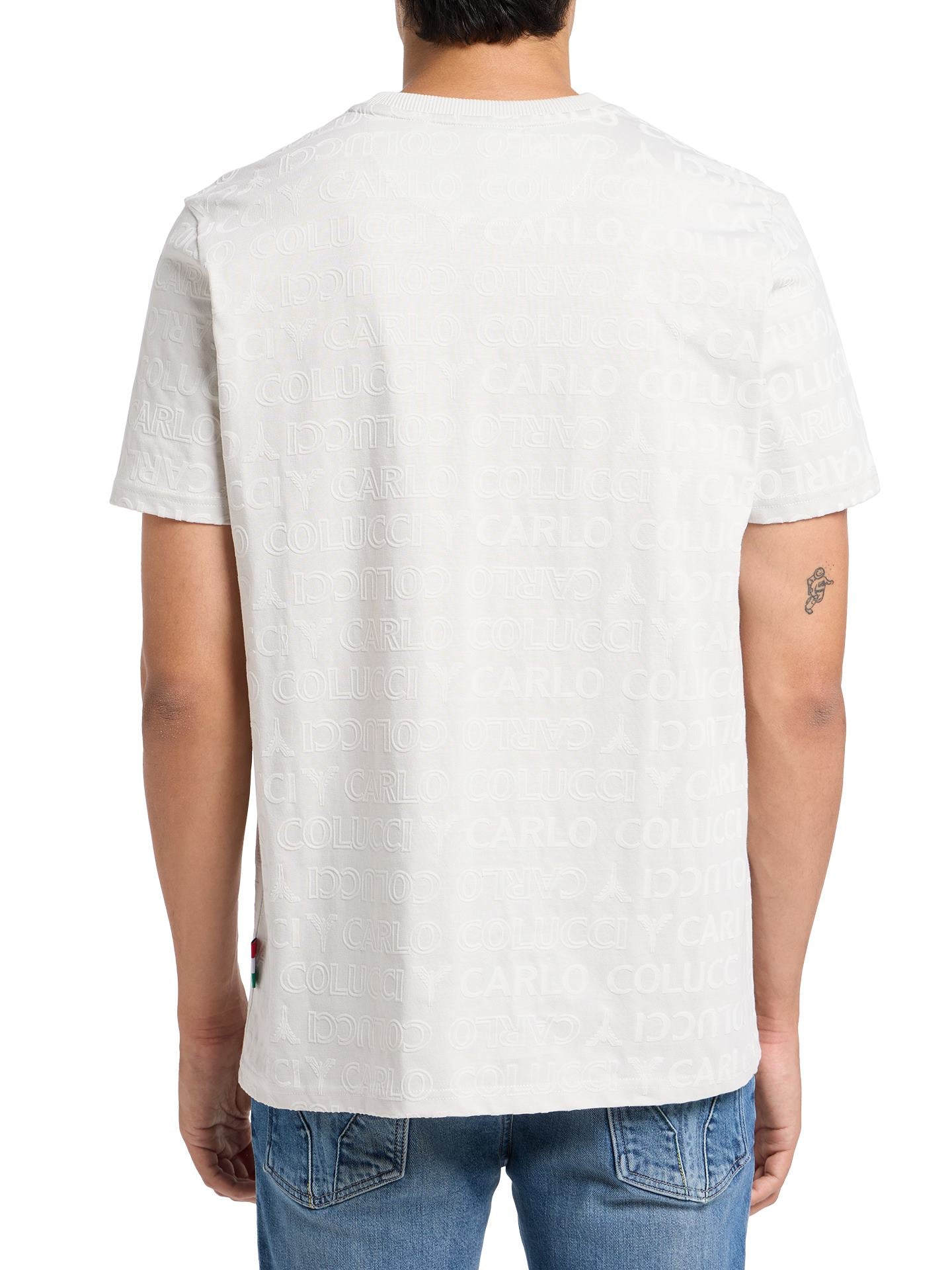 Carlo Colucci T-shirt met Flok-Monogram Zwart en Zilver