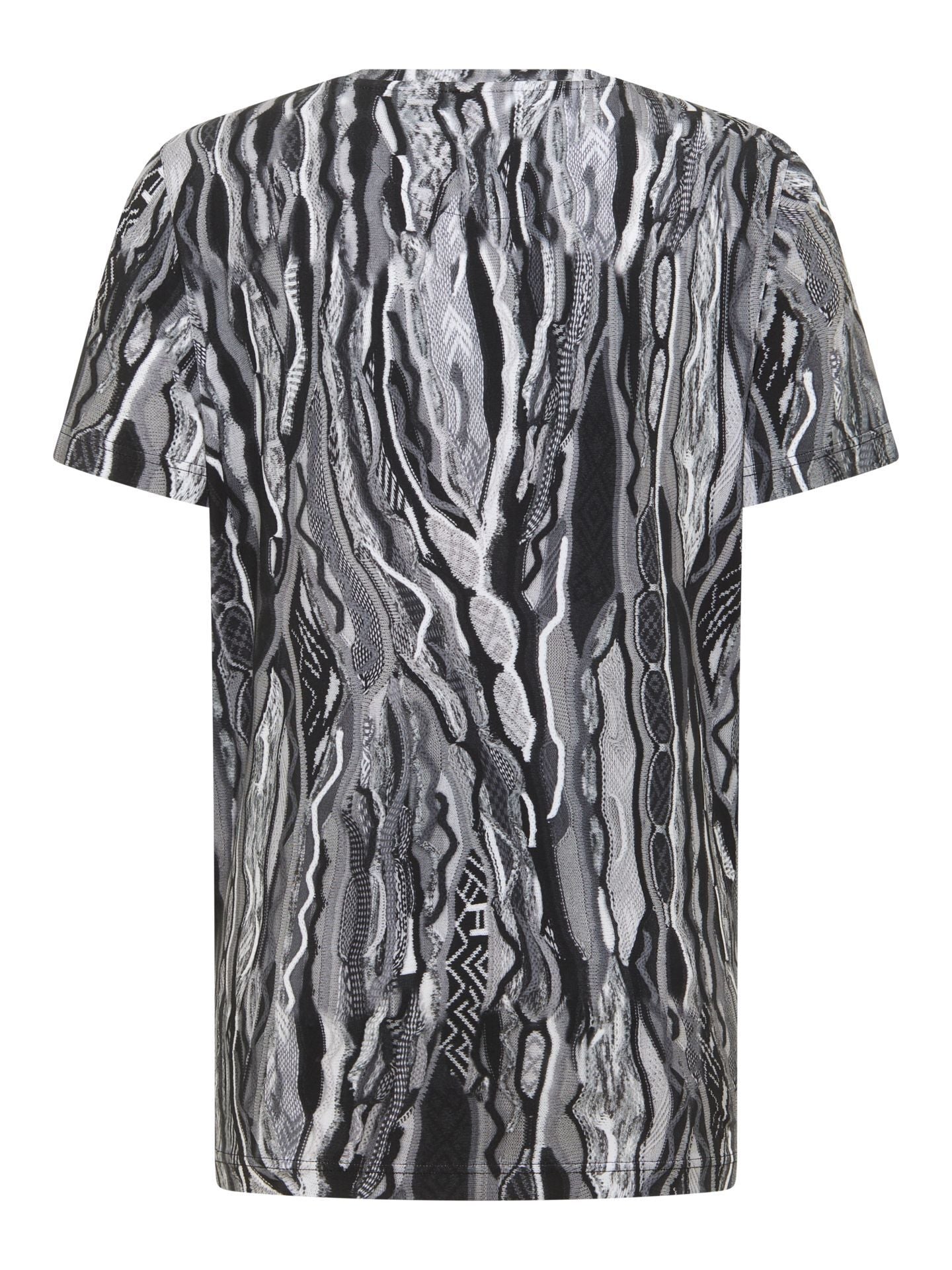 3D Gebreiden Print T-shirt zwart-Wit