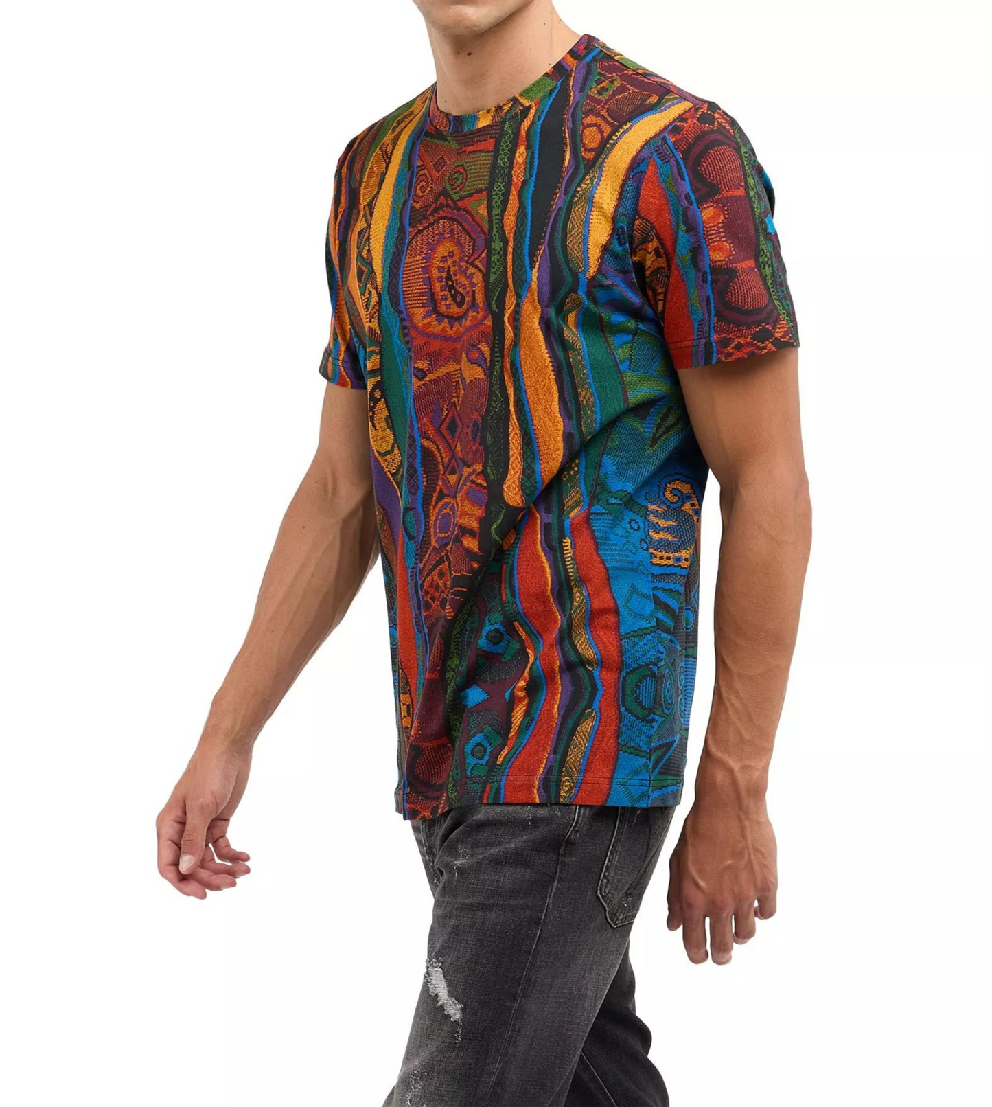 Carlo Colucci t-shirt met gebreide print Zwart Rood